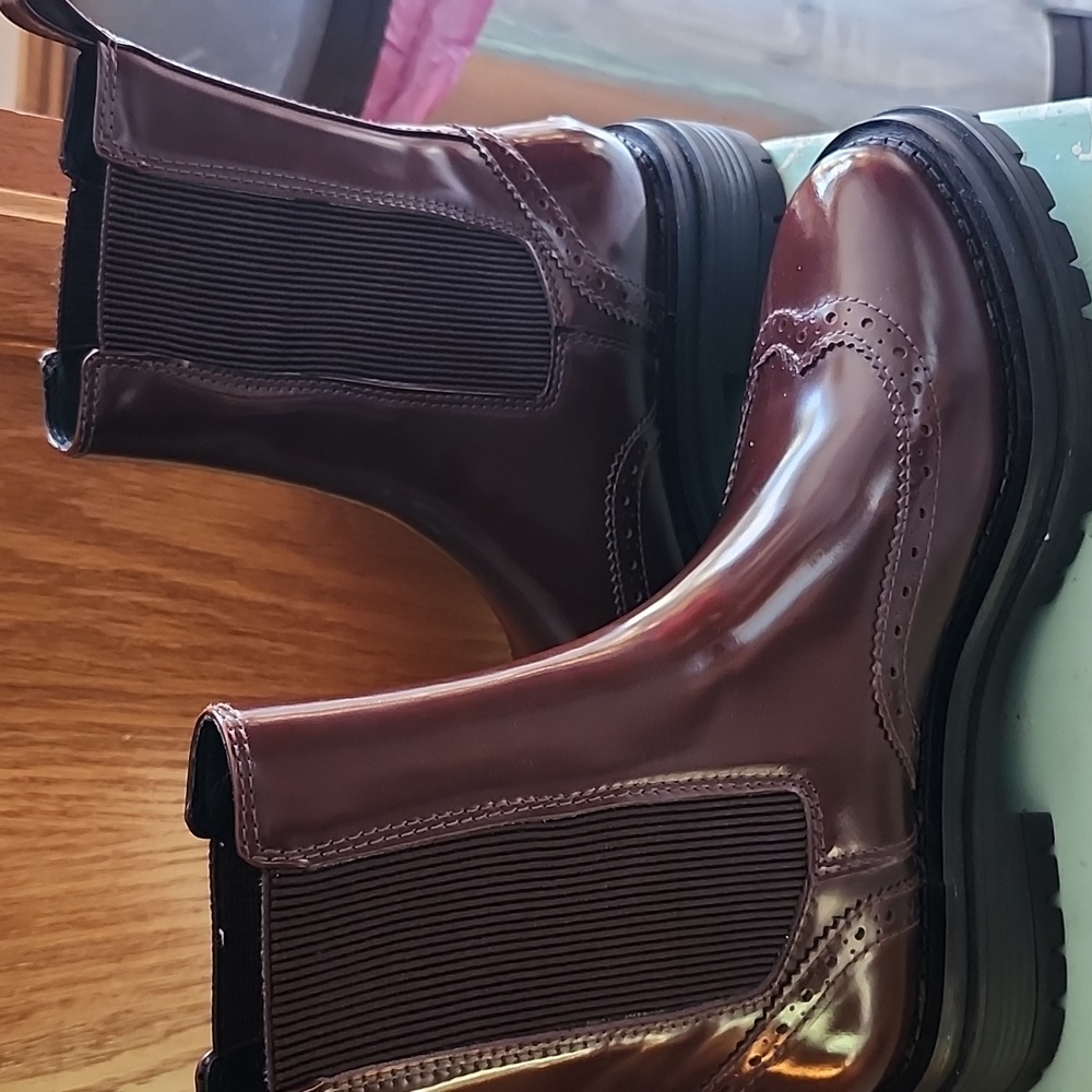 BibiLou Lianna Patent Leather Cognac Ankle Boots Size 38 - Picture 10 of 16